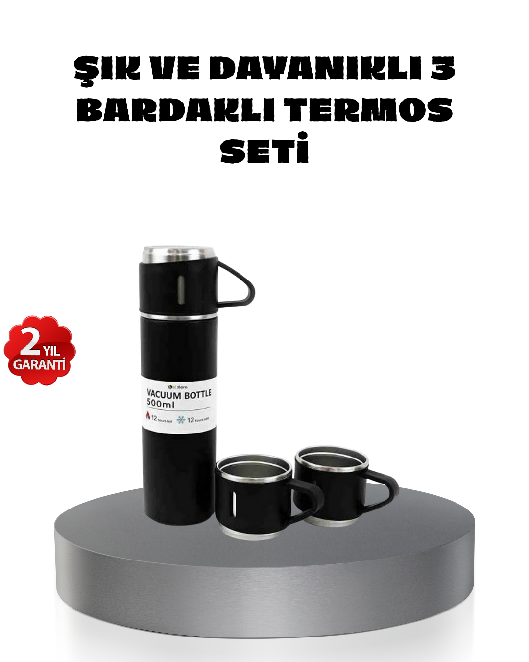 1-205 500 ml Paslanmaz Çelik Termos Seti – Sızdırmaz, Vakumlu, Isı Koruma Özellikli, Taşınabilir Termos - Vipsepet - Görsel 1