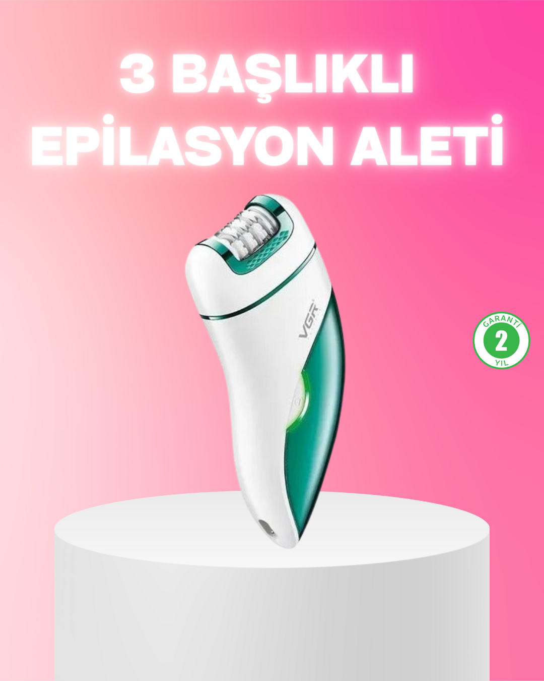 1-206 3 in 1 Epilatör Metal Başlıklı IPX5 Su Geçirmez 90 Dakika Şarjlı Epilasyon Cihazı - Vipsepet - Görsel 1