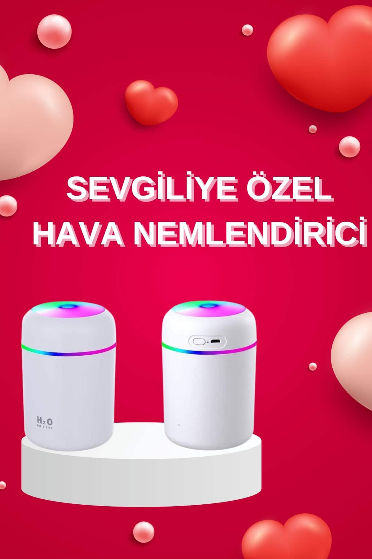 1-21 Sevgiliye Hediye Led Işıklı Hava Nemlendirici USB Şarjlı Sevgiliye Özel - Vipsepet - Görsel 1
