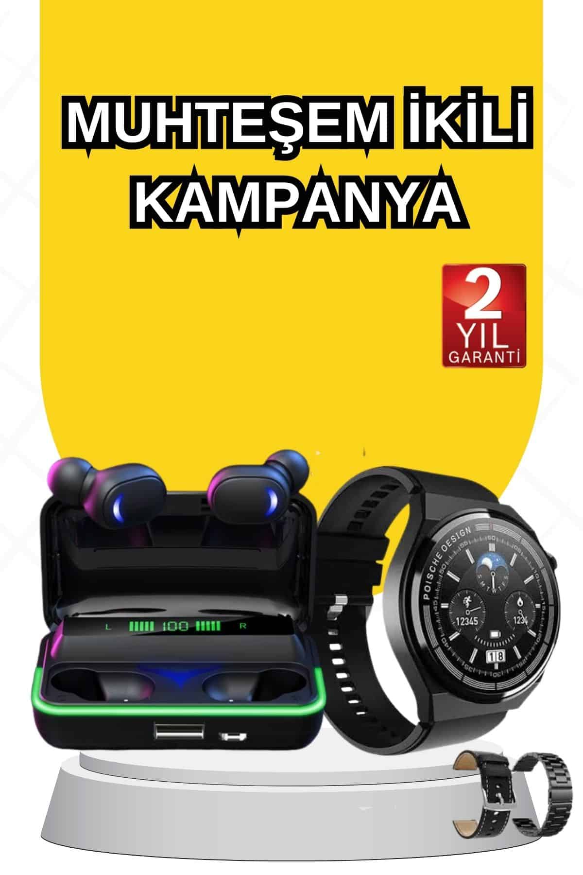 1-21 Yeni Nesil Akıllı Saat Ve Bluetooth Kulaklık Titreşim Bildirimleri Uyku Takibi - vipsepet - Görsel 1