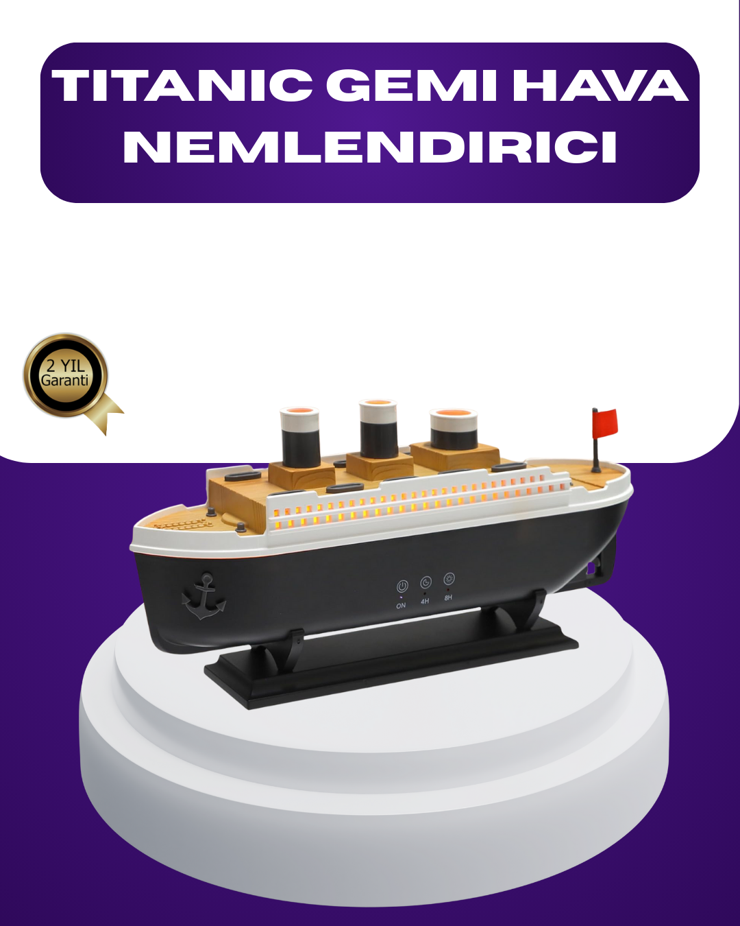1-211 Titanik Gemi Tasarımlı LED Işıklı Hava Nemlendirici Buhar Efektli Oda Difüzörü - Vipsepet - Görsel 1
