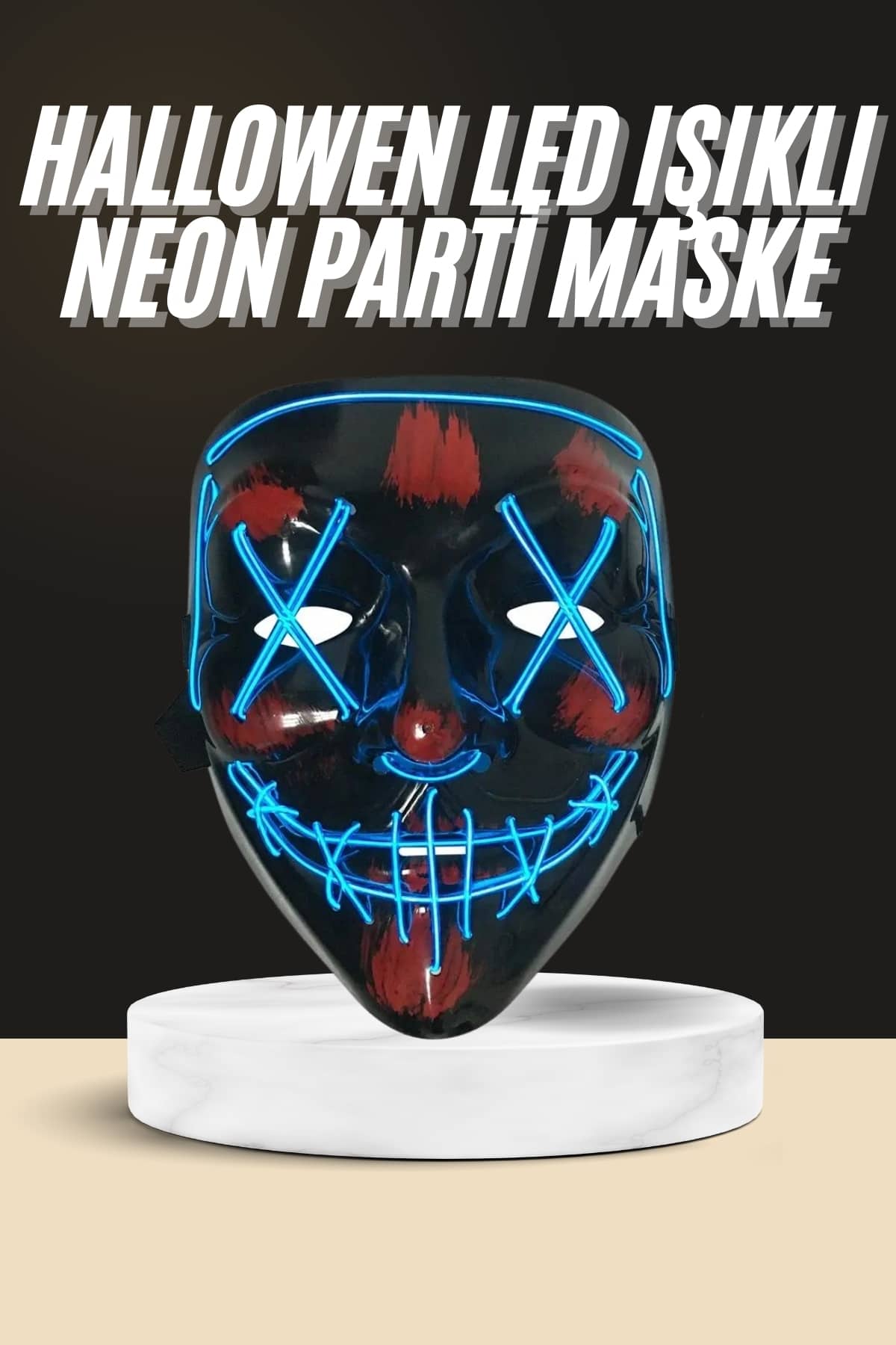1-223 Işıklı Led Maske Parti Eğlence Maskesi Hallowen Neon Maske - Vipsepet - Görsel 1
