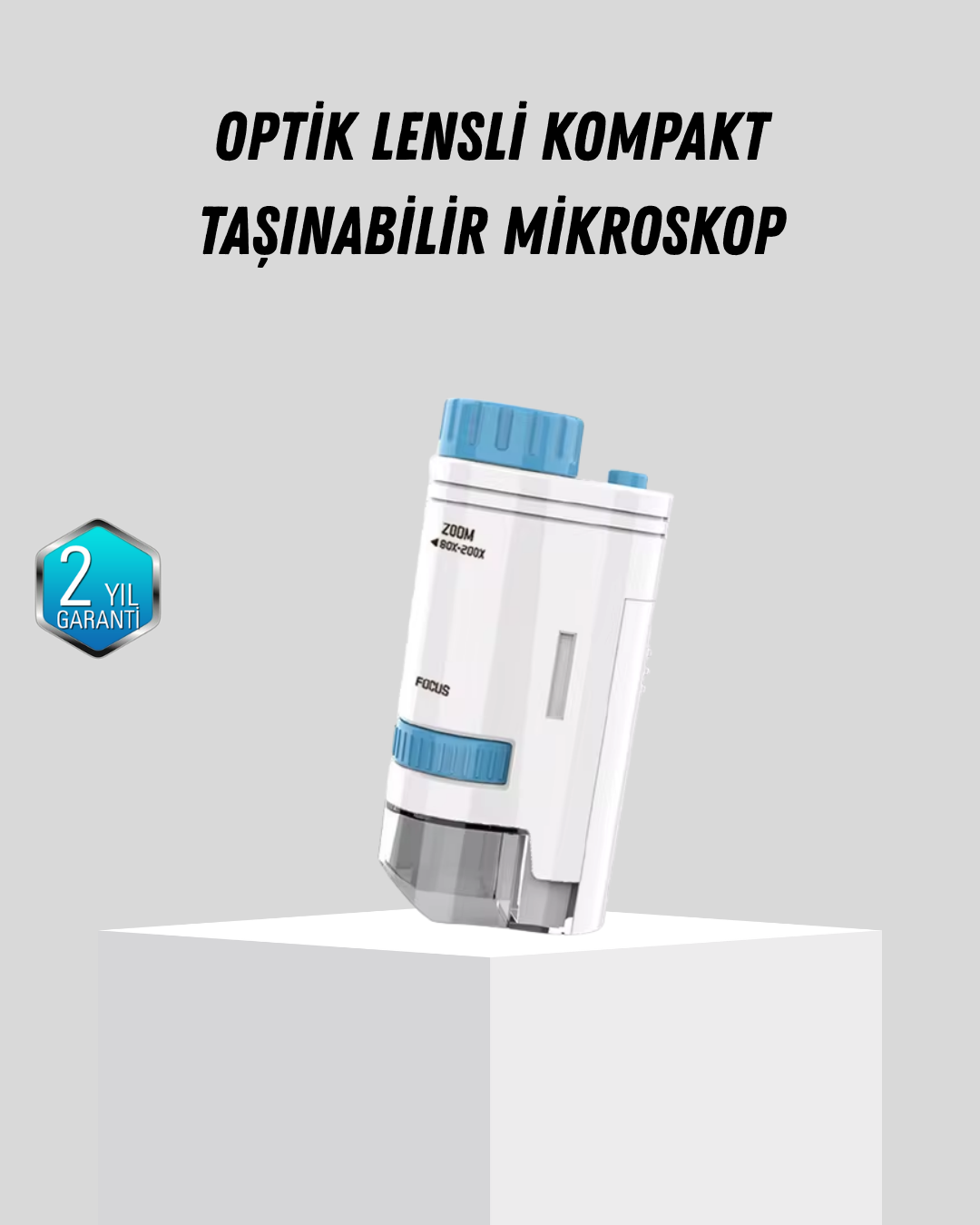 1-23 Taşınabilir Mini Mikroskop LED Işıklı 80X–200X Büyütmeli ve Odak Ayarlı - Vipsepet - Görsel 1