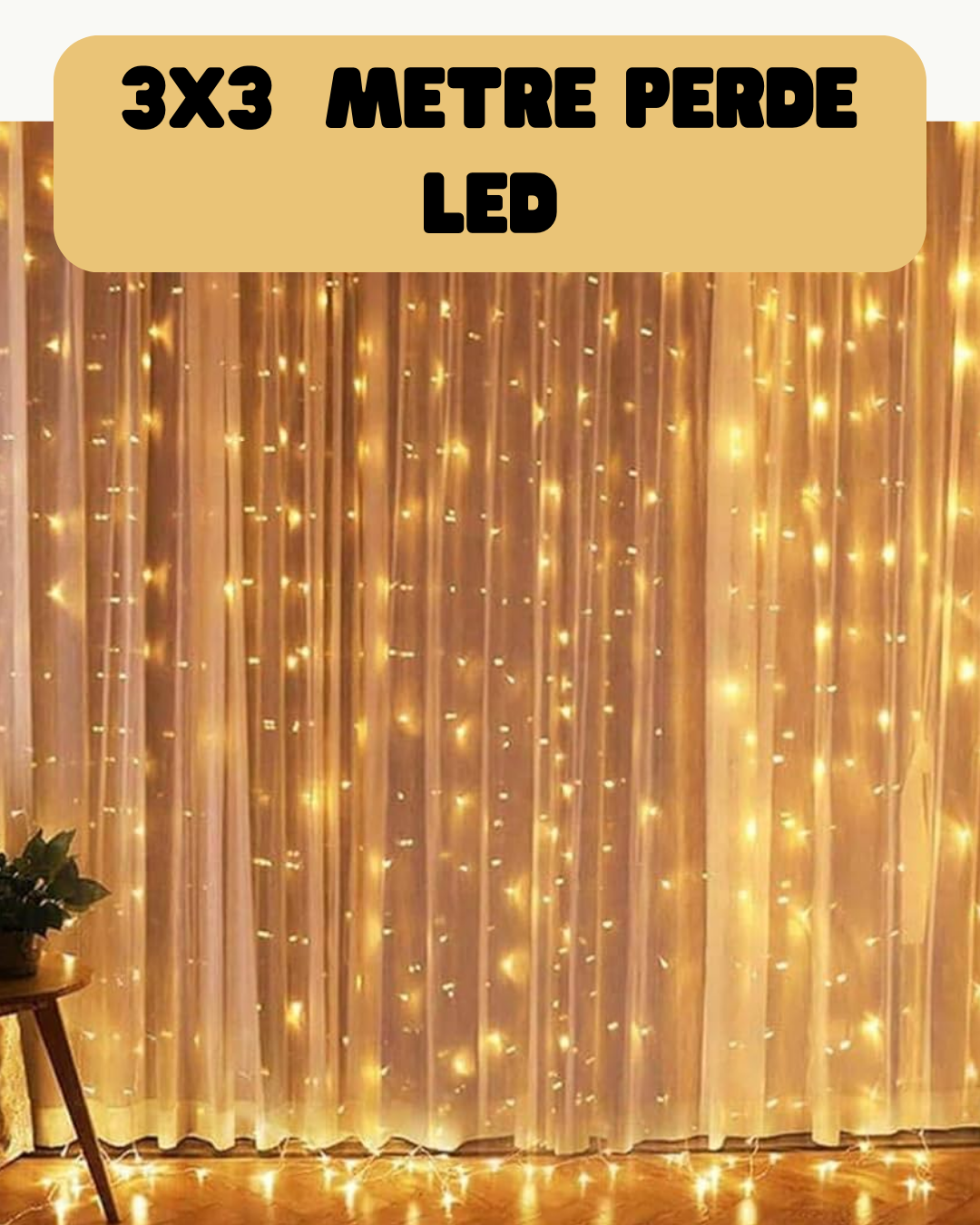 1-231 3x3 Metre Perde LED Işık Sıcak Şelale Tasarım Dekoratif Aydınlatma - Vipsepet - Görsel 1
