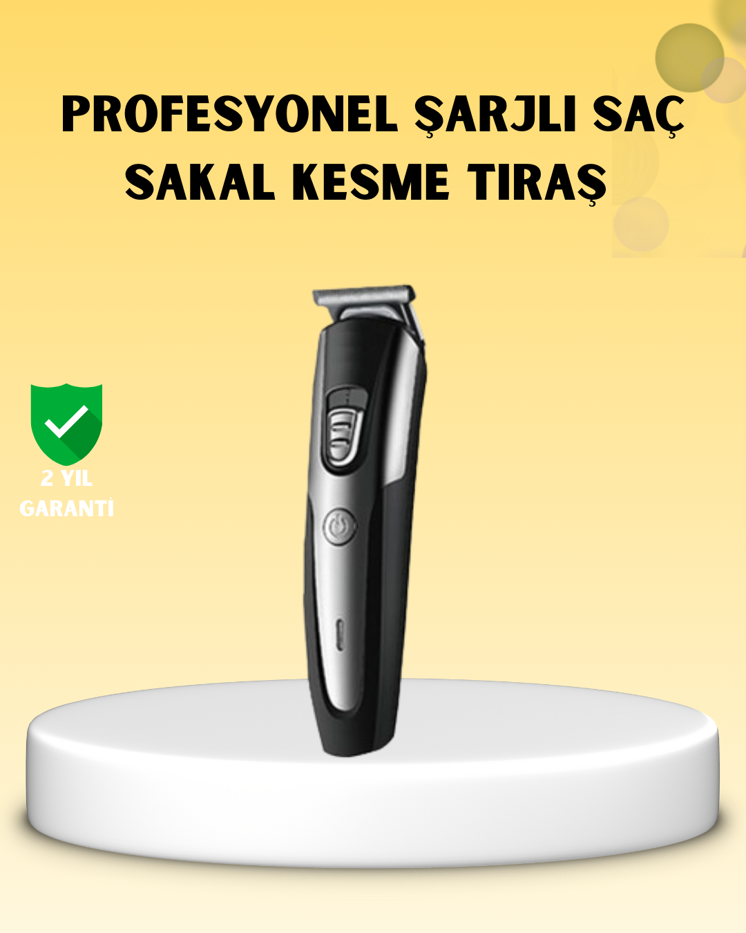 1-233 Profesyonel Saç ve Sakal Kesme Tıraş Makinesi Kablosuz Ergonomik Tasarım - vipsepet - Görsel 1