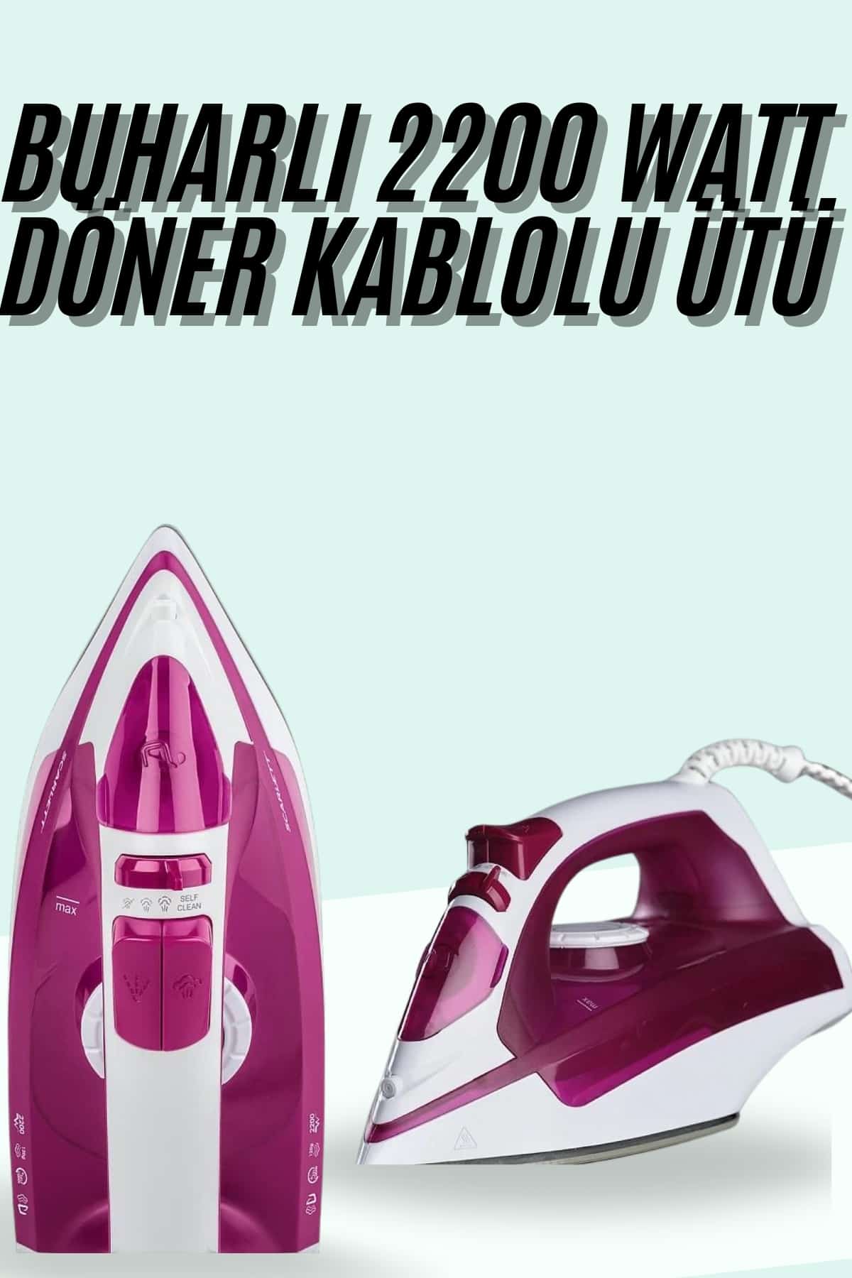 1-239 Buharlı Ütü 2200 Watt Seramik Tabanlı Taşınabilir Kablolu Ütü - Vipsepet - Görsel 1