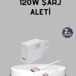 120W Süper Hızlı Şarj Adaptörü – Type-C Kablo Dahil, Yüksek Voltaj Korumalı - Vipsepet