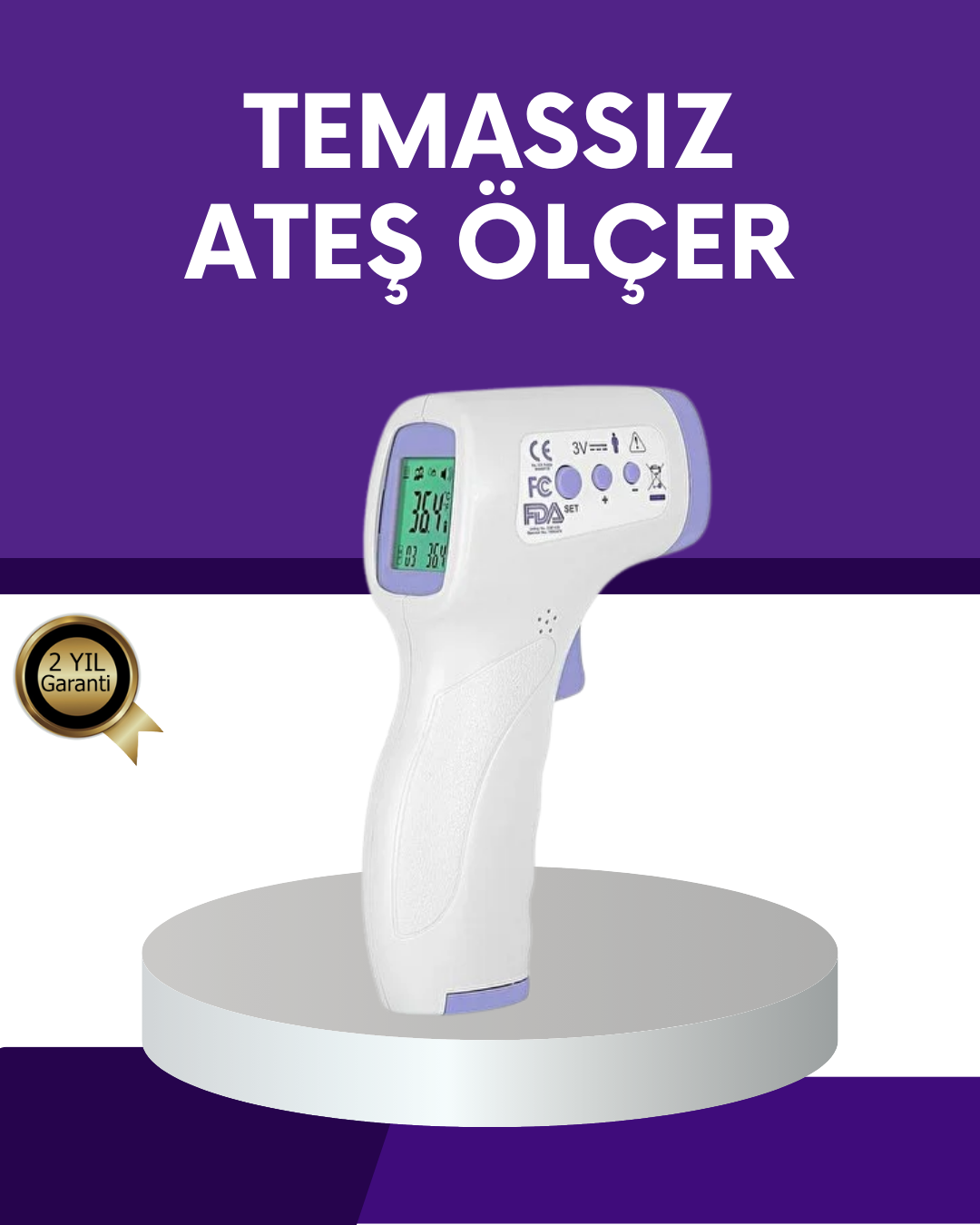1-243 Temassız Ateş Ölçer Dijital Kızılötesi Termometre Hızlı Ölçüm - Vipsepet - Görsel 1