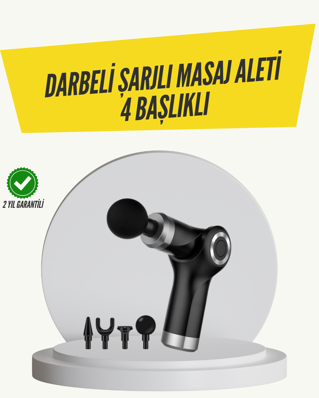 1-27 Mini Masaj Tabancası 4 Başlık 6 Hız Ayarlı - Vipsepet - Görsel 1