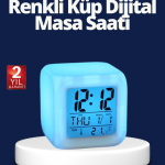 Renk Değiştiren LED Alarmlı Dijital Küp Masa Saati - Vipsepet