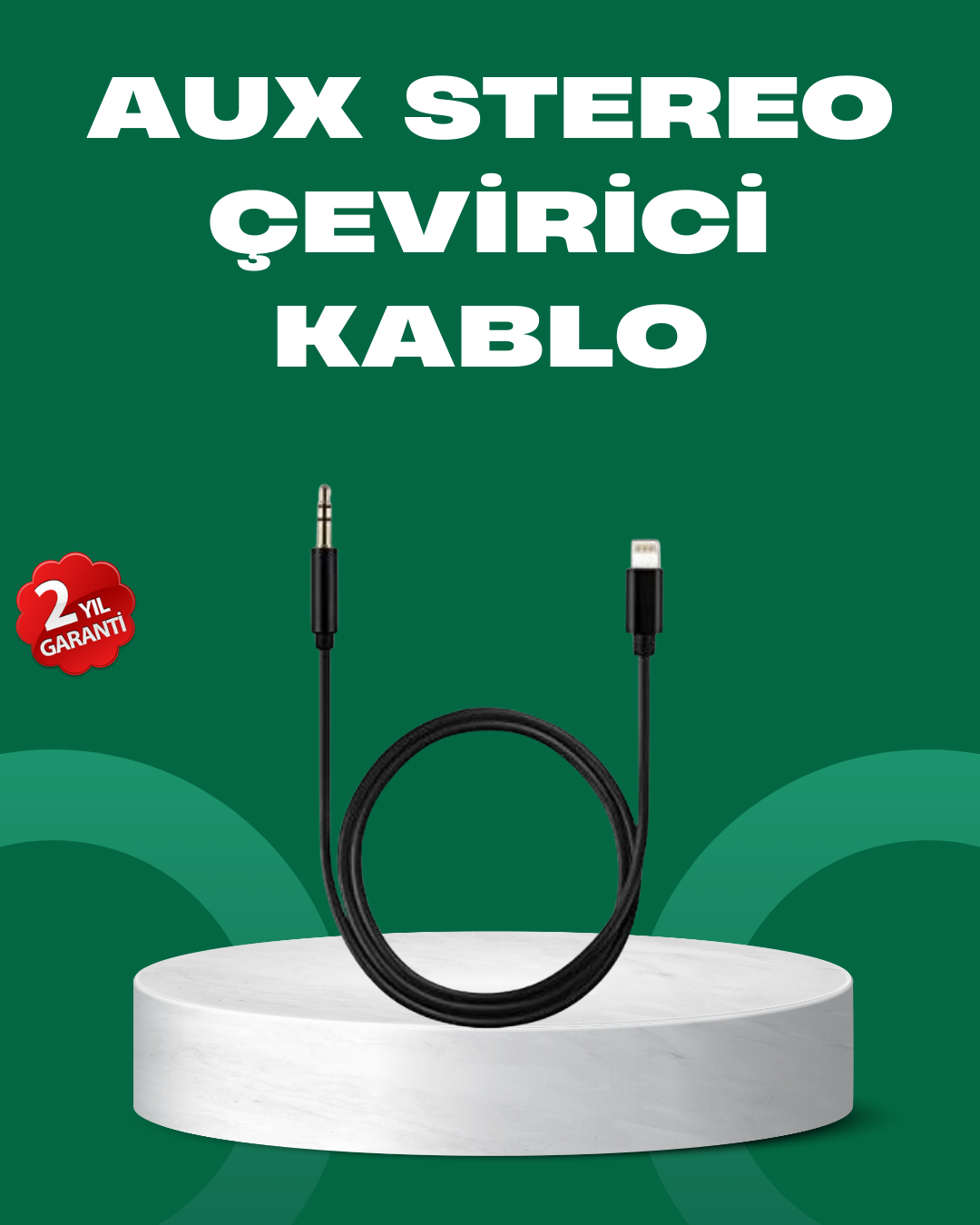 1-32 Lightning to 3.5mm Aux Ses Dönüştürücü Kablo 1 Metre Stereo Uyumlu - Vipsepet - Görsel 1