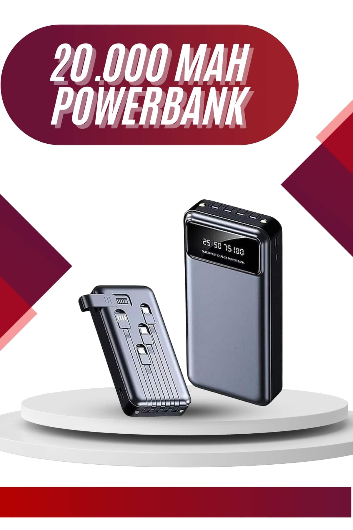 1-33 4 Çıkışlı 20.000 Mah Powerbank Uzun Pil Ömürlü Taşınabilir - vipsepet - Görsel 1