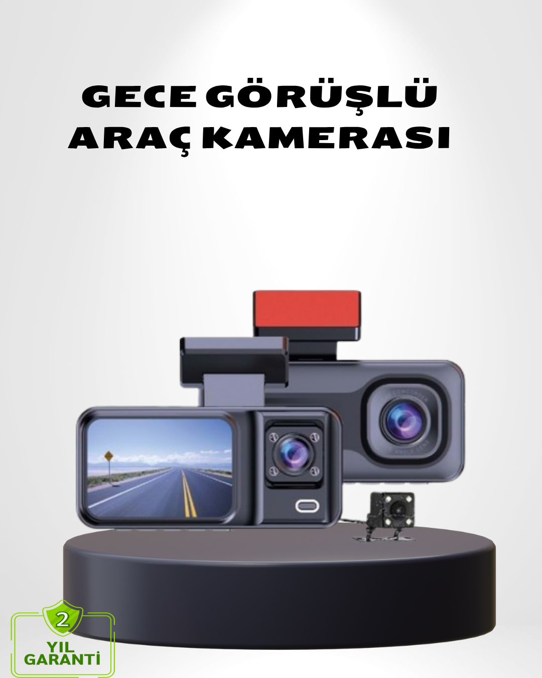 1-34 Üç Kameralı Dash Cam 170° Geniş Açılı Full HD Gece Görüşlü - Vipsepet - Görsel 1