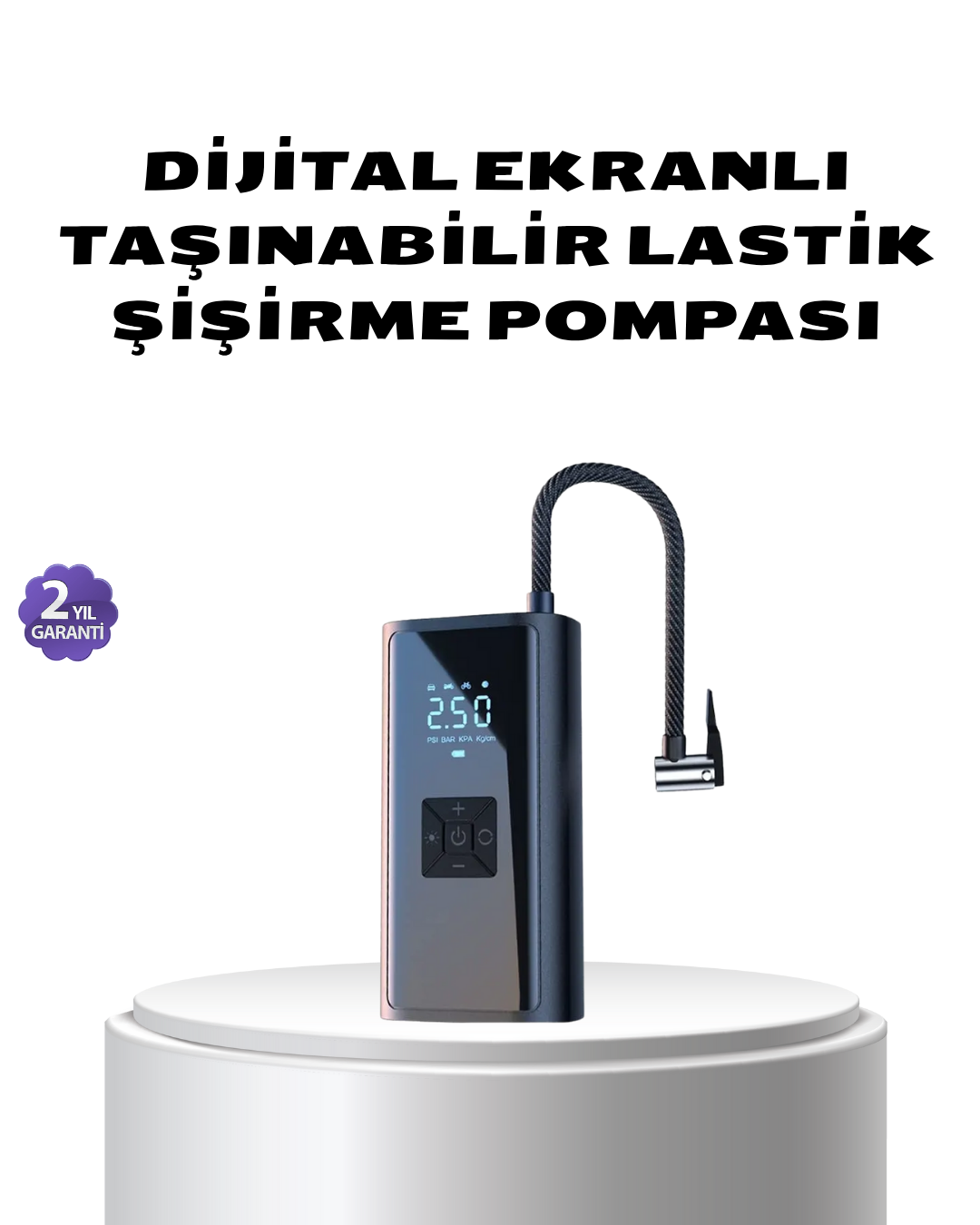1-35 Kablosuz Dijital Lastik Şişirme Pompası LED Işıklı 80W - Vipsepet - Görsel 1