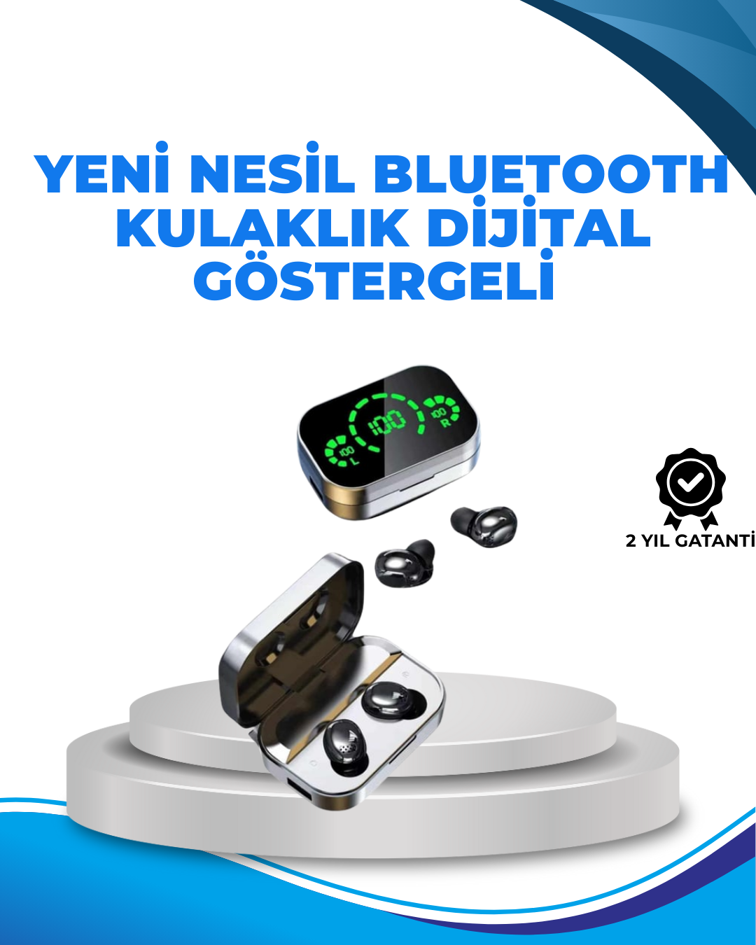 1-39 Gürültü Engelleyici Bluetooth Kulaklık – Akıllı Ekranlı, HiFi Ses Kalitesi - vipsepet - Görsel 1