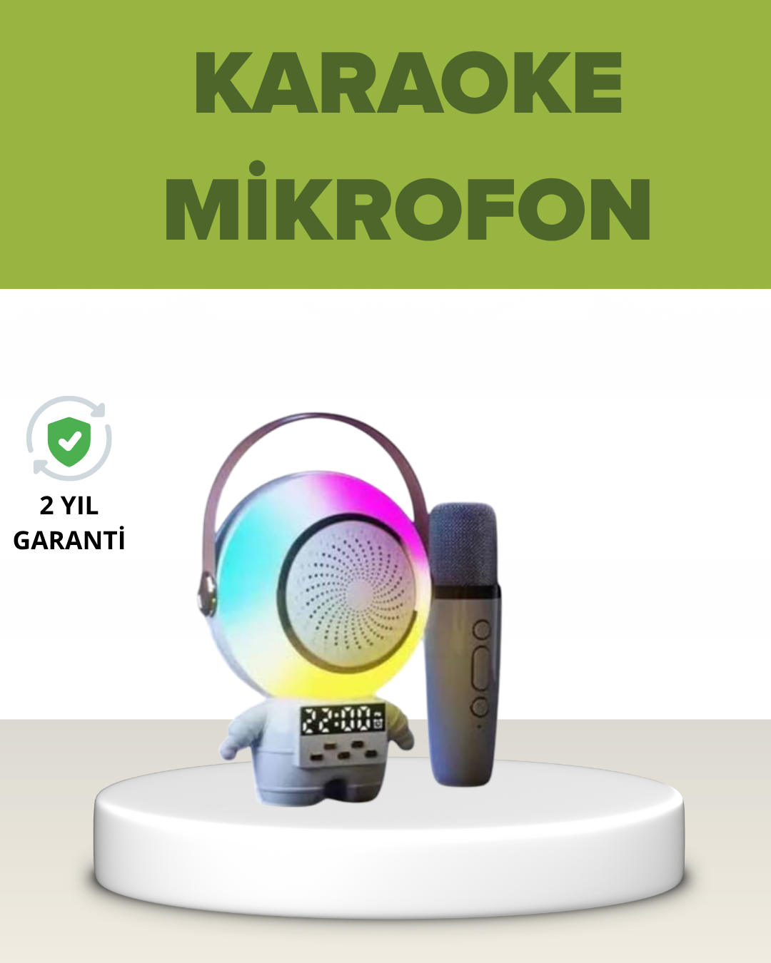 1-4 Astronot Tasarımlı Bluetooth Speaker ve Kablosuz Mikrofon Karaoke Seti - Vipsepet - Görsel 1