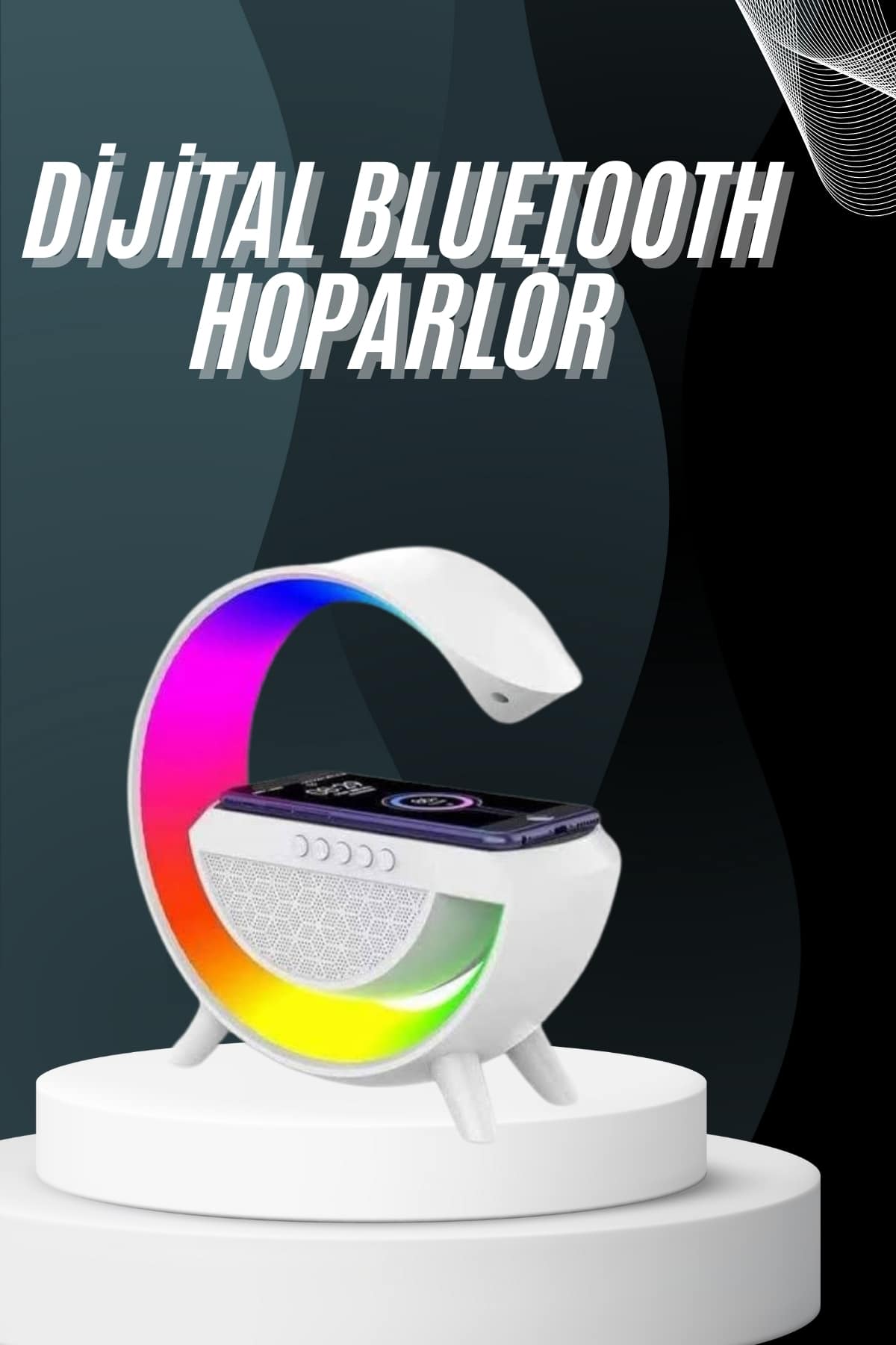 1-41 Bluetooth Hoparlör G Şekli Atmosfer Akıllı Rgb Lamba Wireless Kablosuz Şarj - Vipsepet - Görsel 1