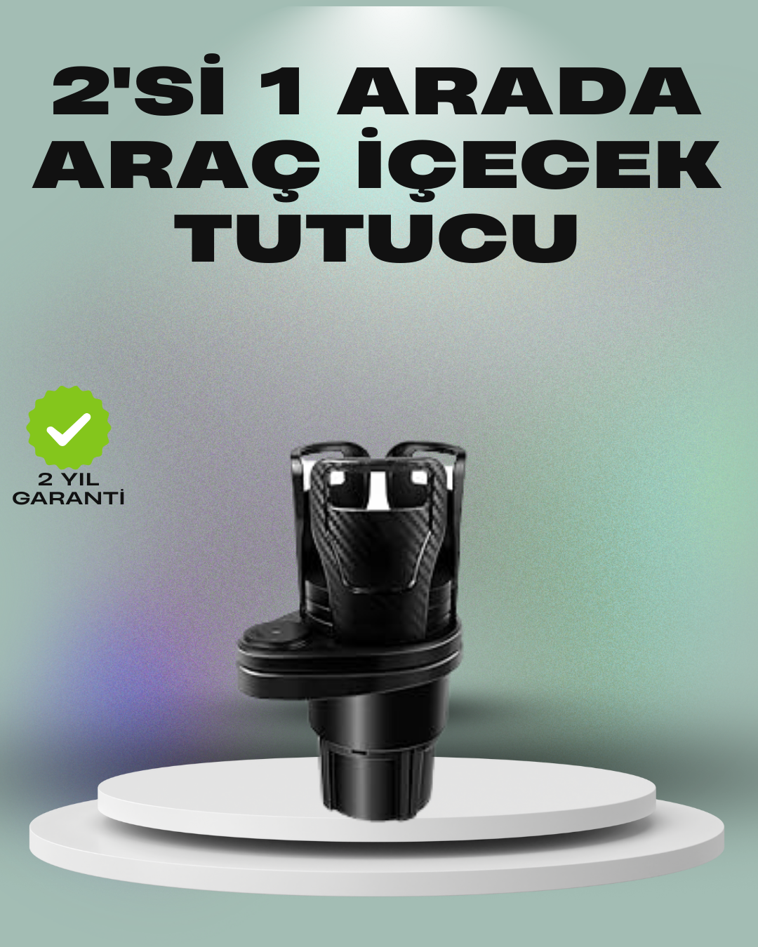 1-41 Araba Çift Bardak Tutucu 360° Dönebilen İkisi Bir Arada Ayarlanabilir - Vipsepet - Görsel 1