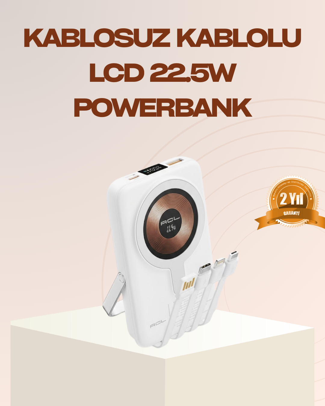 1-42 Manyetik Kablosuz Powerbank 22.5W Hızlı Şarj LCD Ekranlı - vipsepet - Görsel 1