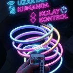 RGB Akıllı LED Neon Şerit Işık 3 Metre Uzaktan Kumandalı ve Telefon Kontrollü Renkli Aydınlatma - Vipsepet
