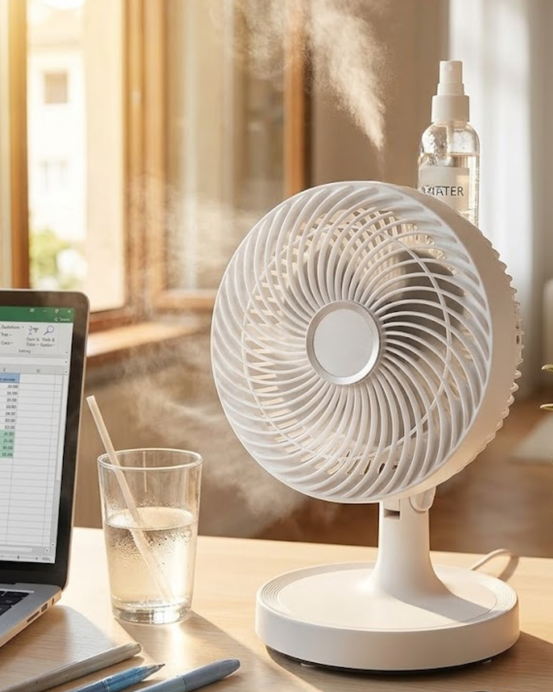 1-46 Mini Masaüstü Vantilatör Sessiz Çalışan 2 Kademeli Fan Otomatik Salınımlı - Vipsepet - Görsel 1
