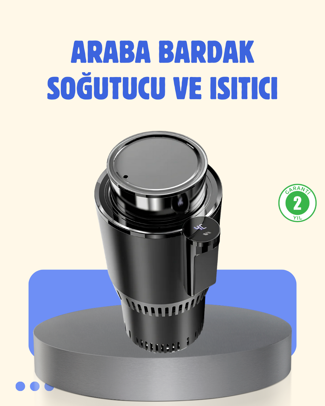 1-47 Araç İçi Akıllı Bardaklık Isıtıcı Soğutucu Dijital Ekranlı - Vipsepet - Görsel 1