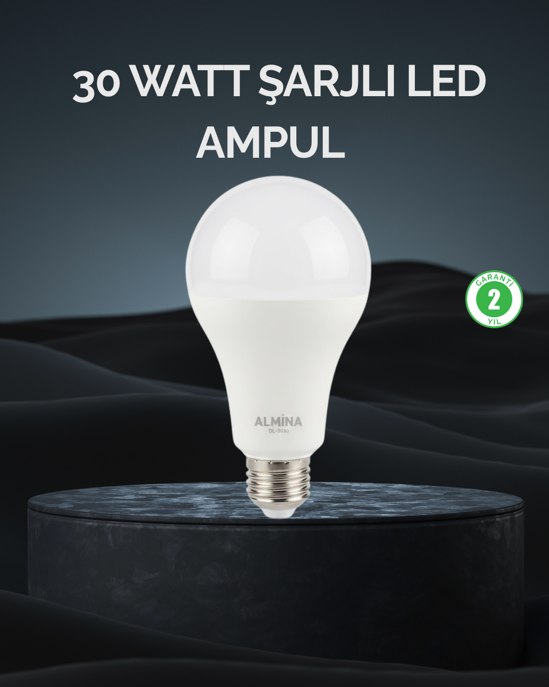 1-47 Şarjlı LED Ampul 30 Watt Soğuk Beyaz - Vipsepet - Görsel 1