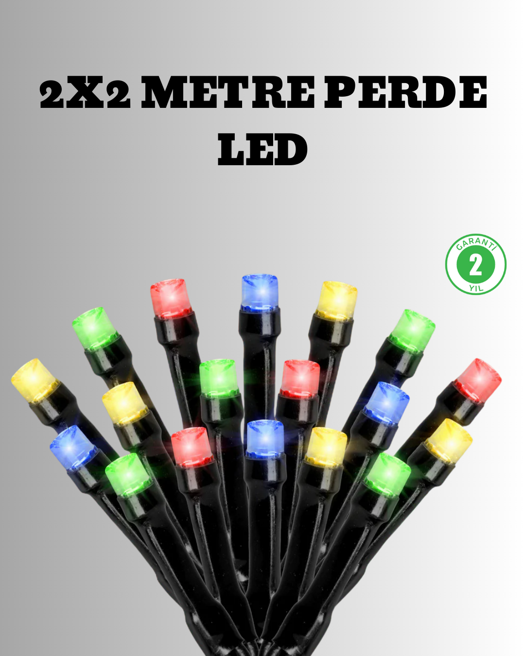 1-48 2x2 Metre Pil ile Çalışan Perde LED Işık – 8 Modlu Dekoratif - Vipsepet - Görsel 1