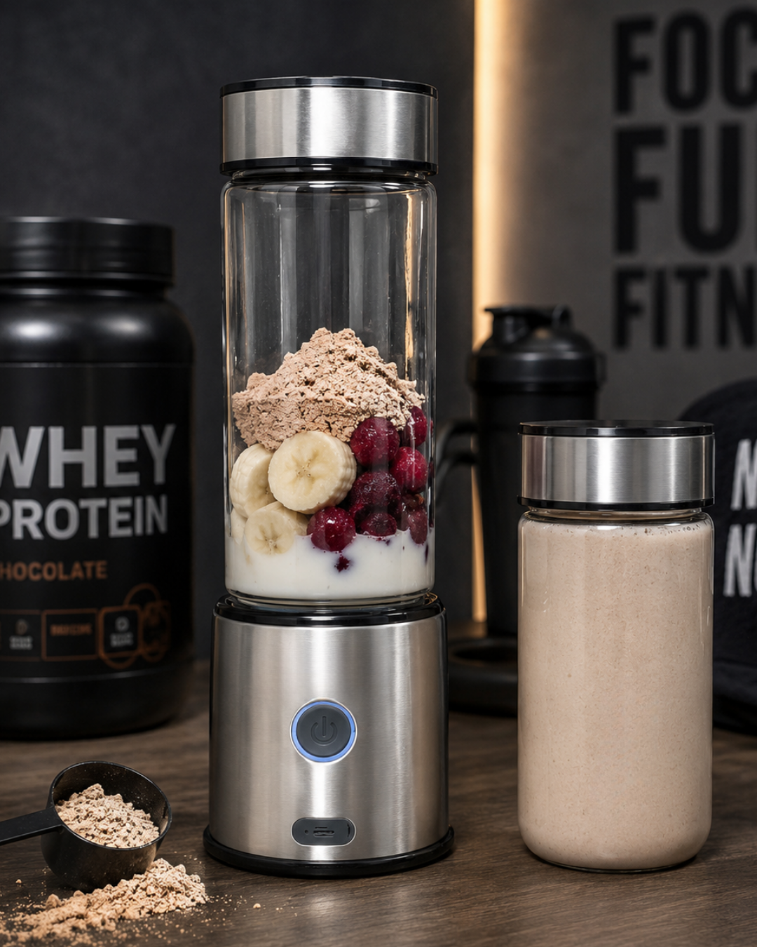 1-50 Çift Hazneli Cam Blender USB Şarjlı Smoothie ve Buz Kırıcı Blender - Vipsepet - Görsel 1