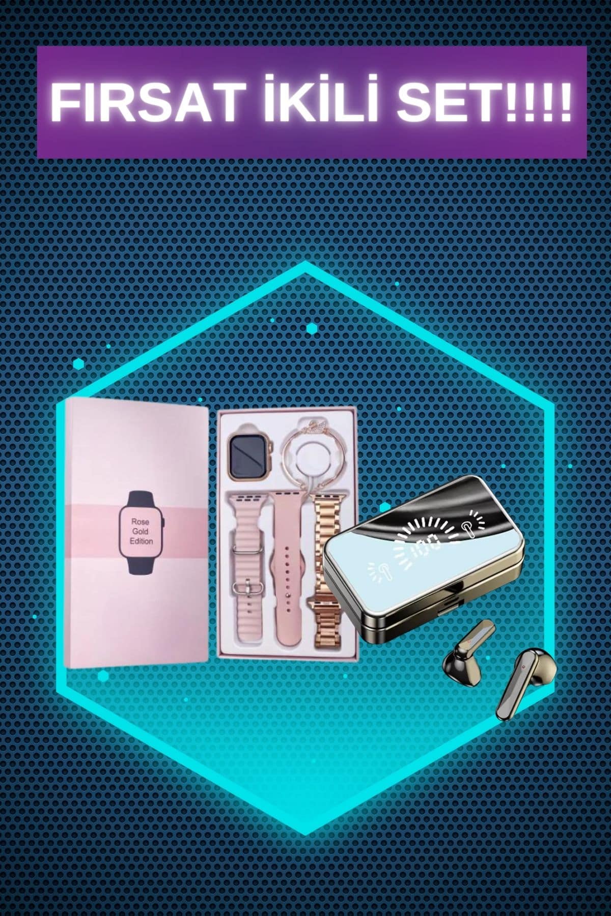 1-51 Bileklikli Amoled Ekran Akıllı Saat ve Dijital Göstergeli Kablosuz Bluetooth Kulaklık ANC/ ENC - vipsepet - Görsel 1