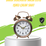 Nostaljik Bronz Metal Alarmlı Masa Saati Büyük Boy Dekoratif ve Şık Tasarım - Vipsepet