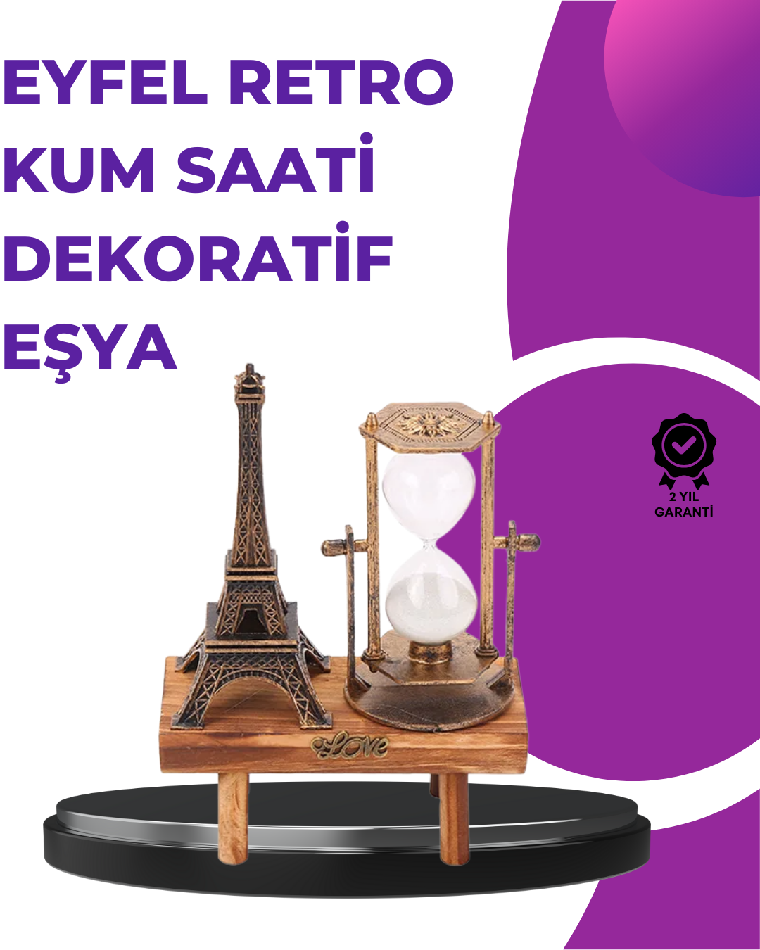 1-55 Ev, Ofis ve Kafeler İçin Retro Ahşap Kum Saati Dekorasyonu - Vipsepet - Görsel 1