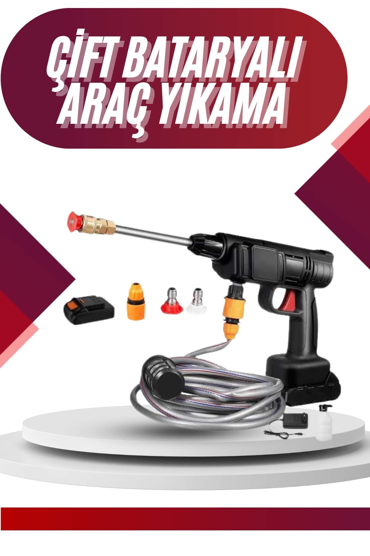 1-55 Oto Araba Yıkama Şarjlı Ve Yüksek Basınçlı Oto Yıkama Ve Sulama Tabancası - Vipsepet - Görsel 1