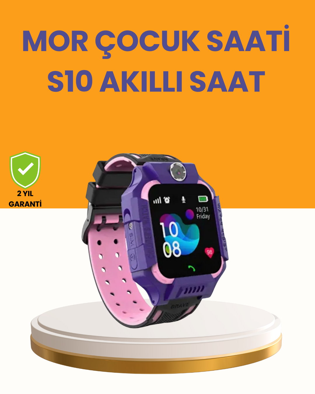 1-57 S10 Mor Akıllı Çocuk Saati Konum Takip ve Güvenlik Özellikli - Vipsepet - Görsel 1