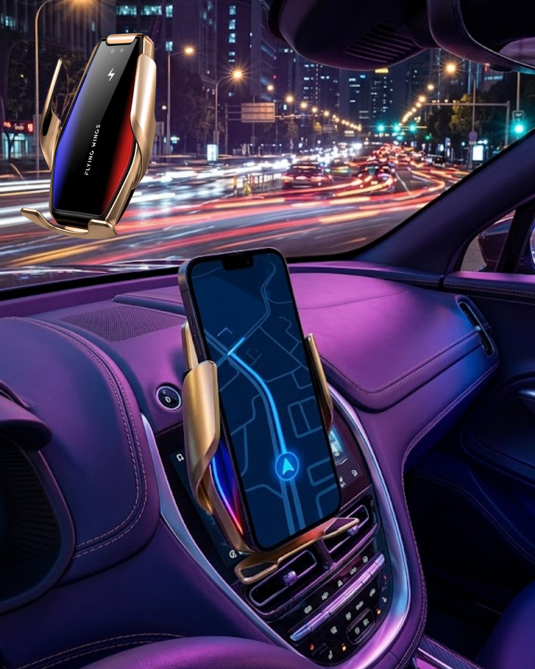 1-58 Otomatik Sensörlü Araç Telefon Tutucu Kablosuz Şarj Özellikli 360 Derece Döner - Vipsepet - Görsel 1