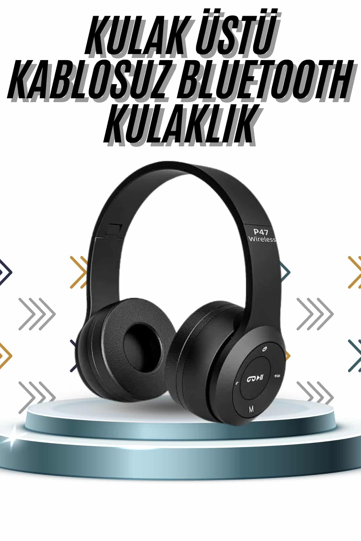 1-6 Kulak Üstü Bluetooth Kulaklık Yüksek Ses Kaliteli Ayarlanabilir - vipsepet - Görsel 1