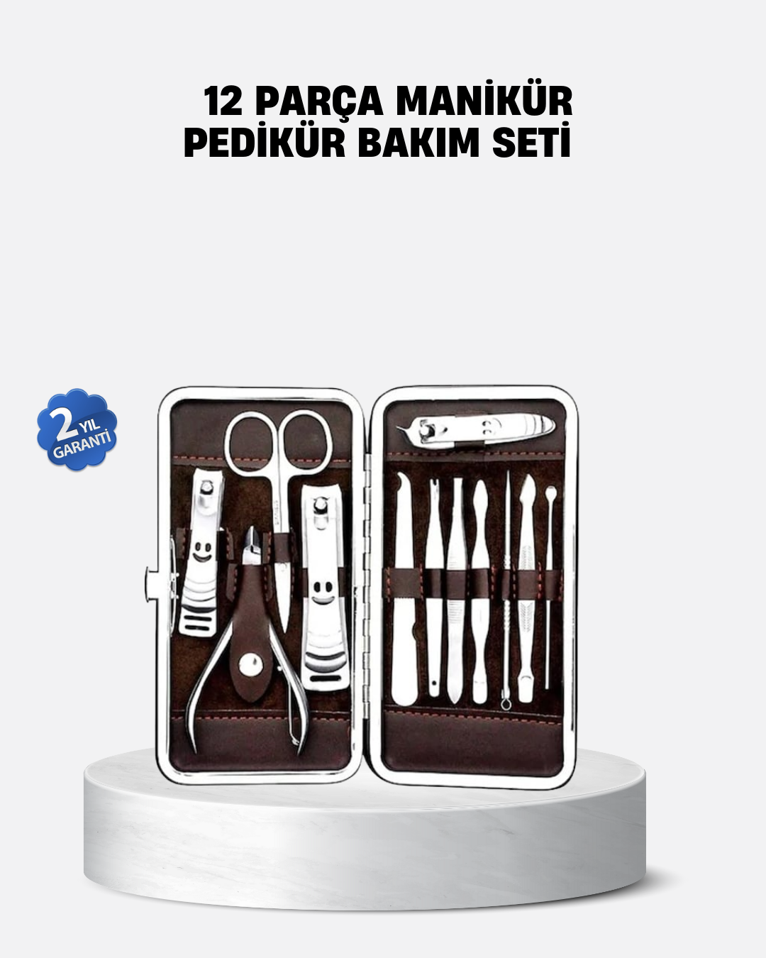 1-60 Özel Deri Çantalı 12 Parça Manikür Pedikür Bakım Seti Paslanmaz Çelik - Vipsepet - Görsel 1