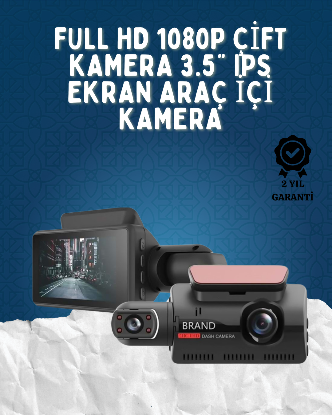 1-61 Çift Görüşlü Dashcam – Gece Görüşlü 1080P Araç İçi Güvenlik Kamerası - Vipsepet - Görsel 1