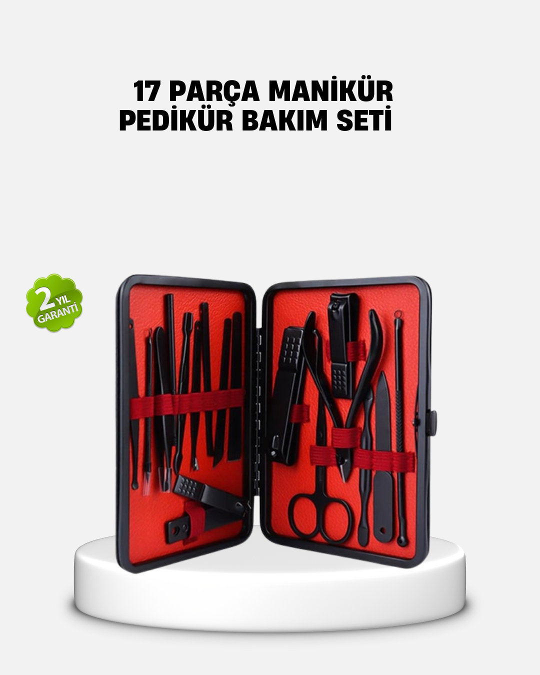 1-61 17 Parça Profesyonel Manikür Pedikür Seti Paslanmaz Çelik Siyah Kutu - Vipsepet - Görsel 1