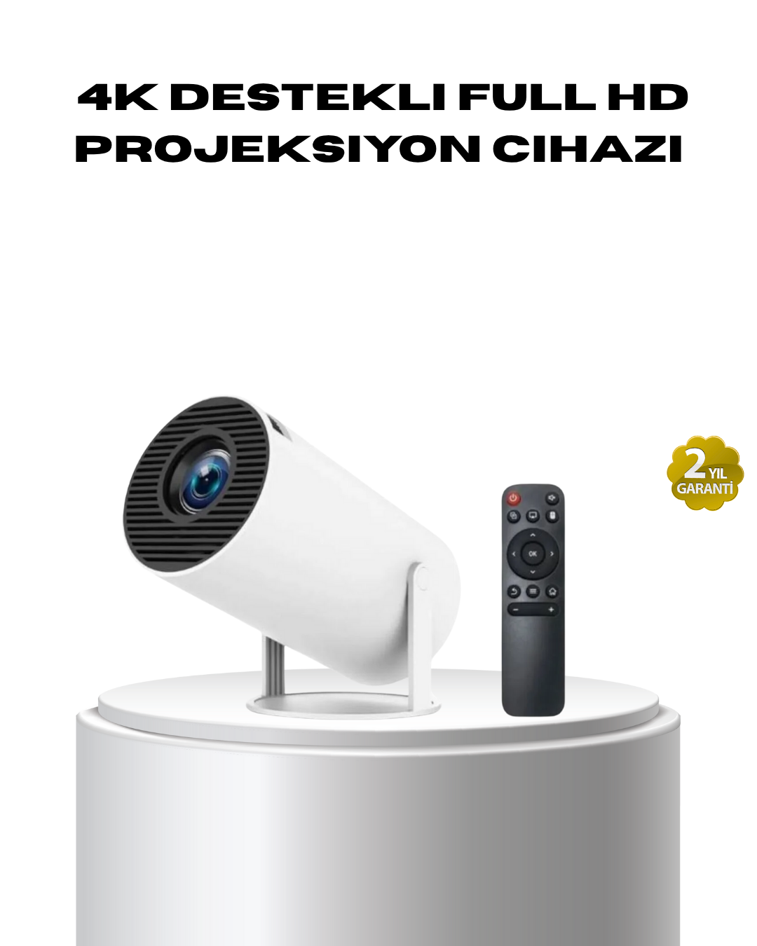 1-62 4K Destekli Full HD Projeksiyon Cihazı – 130 inç Geniş Ekran, WiFi ve HDMI Bağlantılı - Vipsepet - Görsel 1