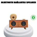 Çift Hoparlörlü Bluetooth Gramofon Speaker – FM Radyo, USB, SD Kart ve AUX Girişli - vipsepet