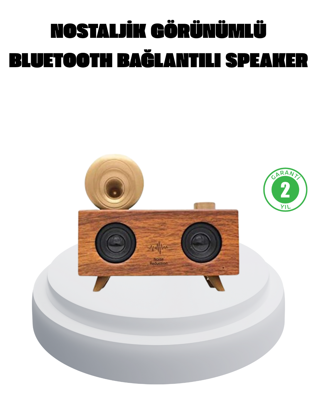1-63 Çift Hoparlörlü Bluetooth Gramofon Speaker – FM Radyo, USB, SD Kart ve AUX Girişli - vipsepet - Görsel 1