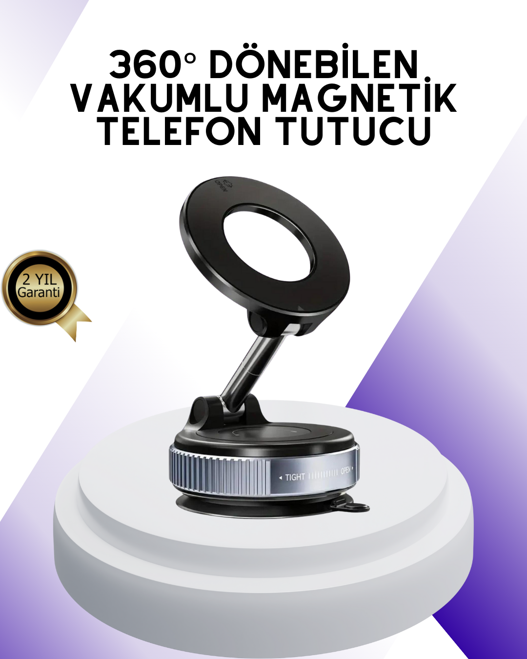 1-63 Manyetik Araç Telefon Tutucu 360 Derece Dönebilen Vakumlu Stand - Vipsepet - Görsel 1