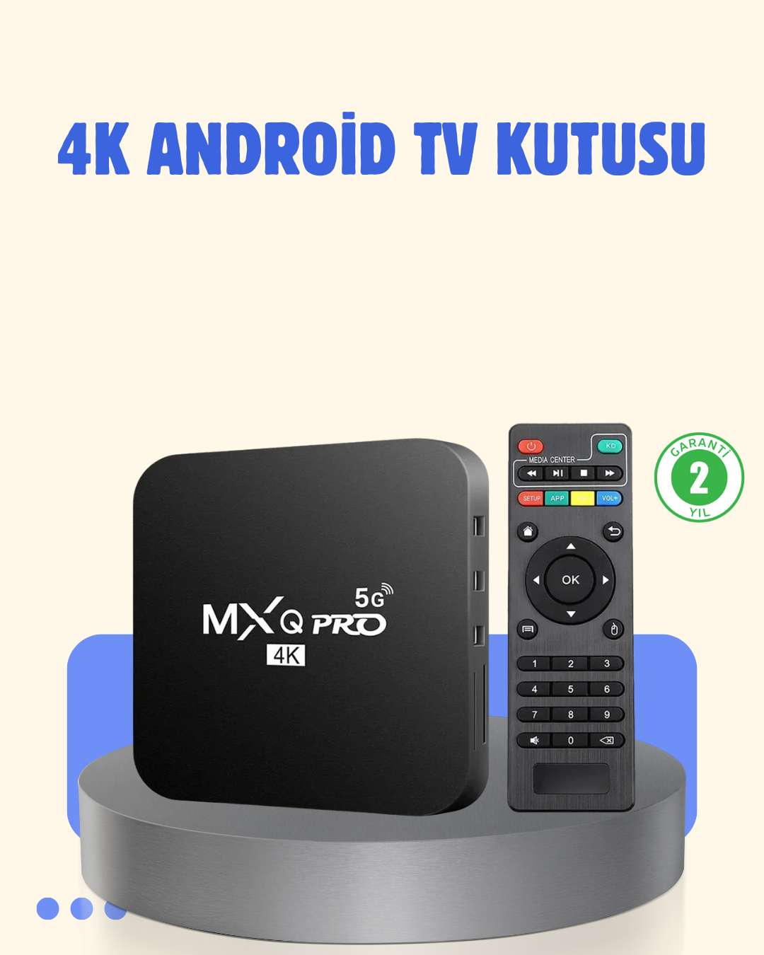 1-65 4K Android TV Box – 2GB RAM 16GB ROM, Hızlı Wi-Fi Bağlantılı Akıllı Medya Kutusu - Vipsepet - Görsel 1
