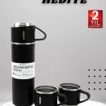 3 Bardaklı Termos Seti Anneler Gününe Özel Hediye Taşınabilir Sızdırmaz Isı Koruyucu - Vipsepet