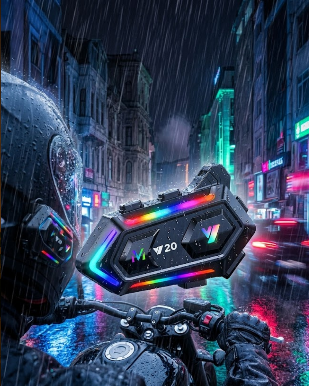 1-70 Bluetooth 5.3 Motosiklet Kask Intercom Kulaklık 1000 Metre IPX6 Su Geçirmez - vipsepet - Görsel 1