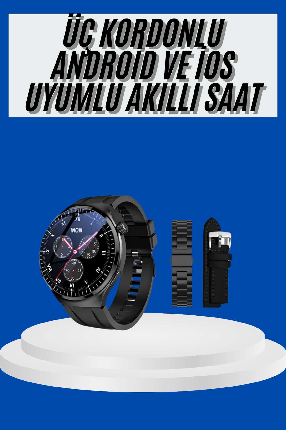 1-71 Amoled Ekran Akıllı Saat Üç Kordonlu İOS Android Uyumlu - Vipsepet - Görsel 1