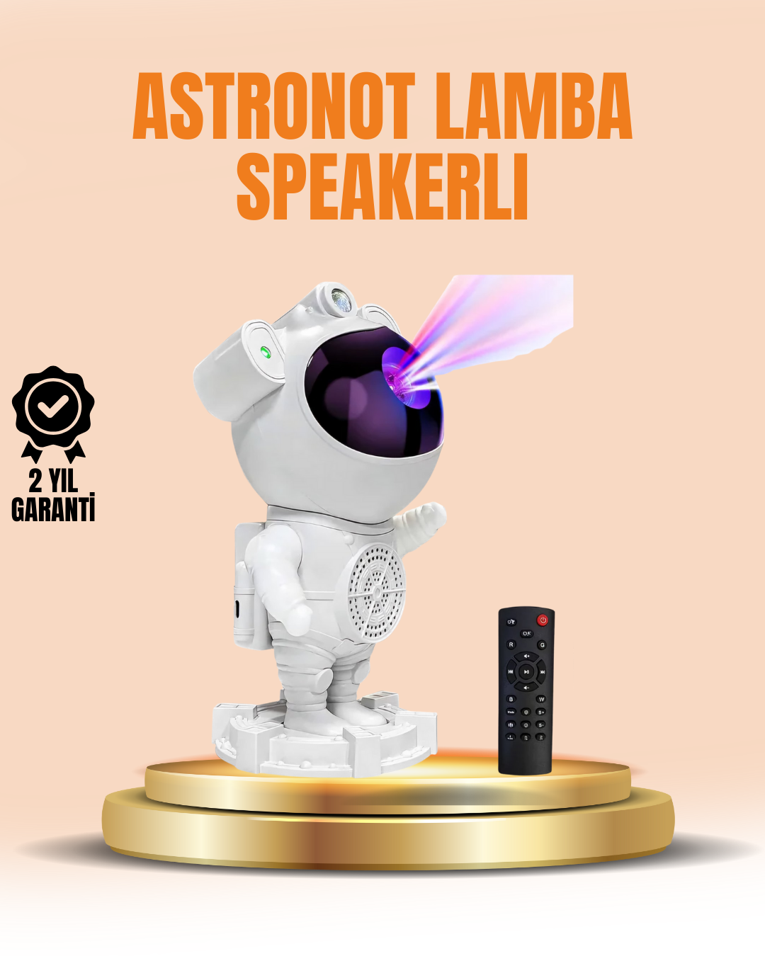 1-77 Bluetooth ve Dahili Ses Özellikli Astronot Projeksiyon Lambası - Vipsepet - Görsel 1