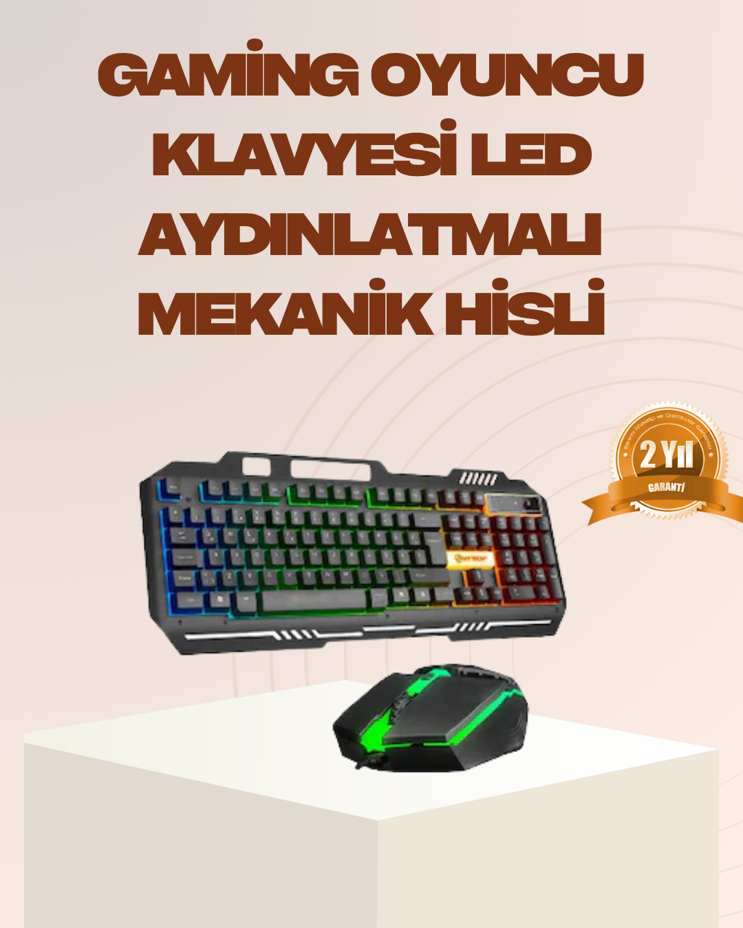 1-77 Mekanik LED Gaming Klavye Mouse Seti – Yüksek Tepki ve Ergonomi - Vipsepet - Görsel 1