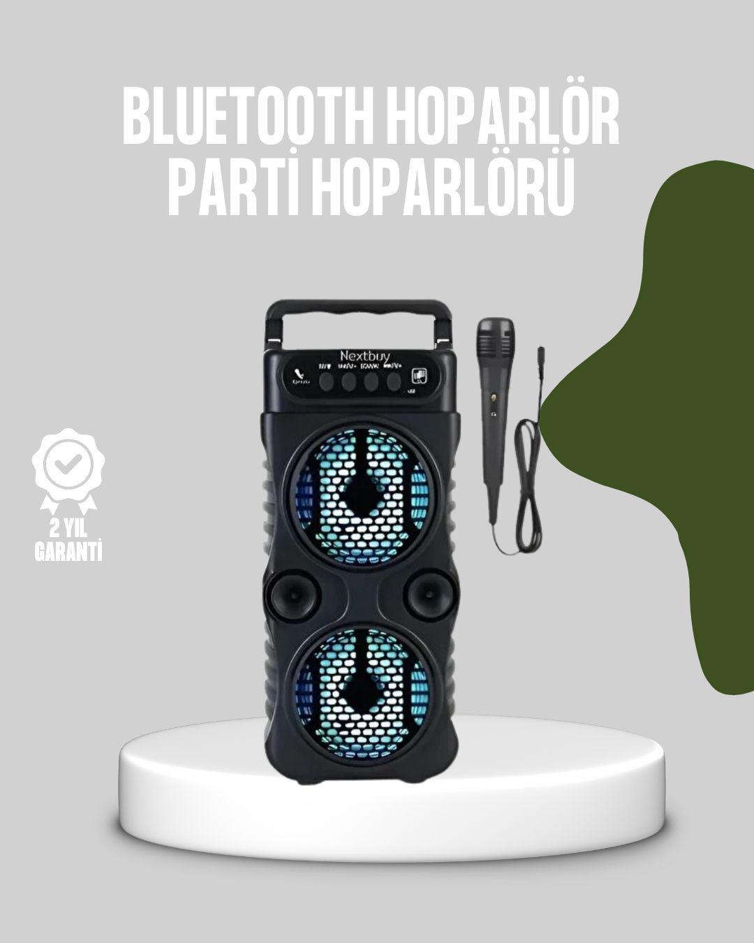 1-78 Bluetooth Bağlantılı LED Işıklı Taşınabilir Hoparlör – 1200 mAh Şarjlı, FM Radyolu - Vipsepet - Görsel 1